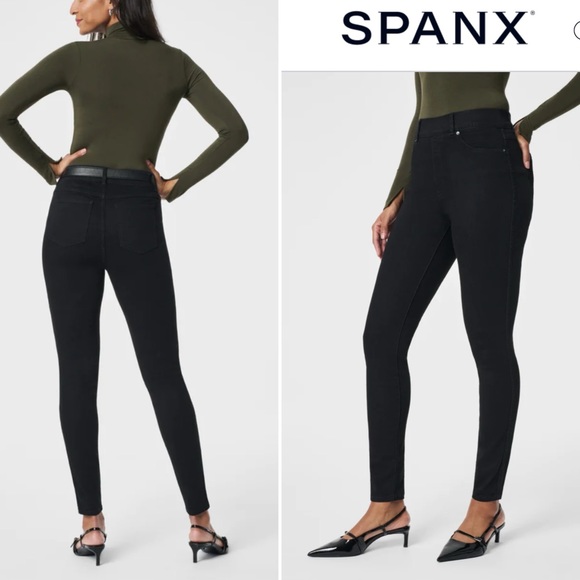 SPANX Black Skinny Jeans Tummy Control Size large NWT - Picture 3 of 15